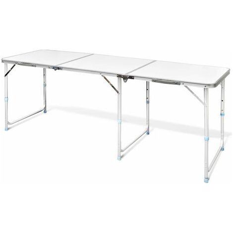 Foldable Camping Table Height Adjustable Aluminium 180 x 60 cm