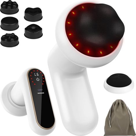 Masseur Anti Cellulite Électrique Rechargeable Appareil Massage Cellulite 6 Niveaux 3 Modes 5 Têtes Massage 1 Housse en Tissu Remplaçable Pour Remodelage et Perte de Poids Corps Jambes Ventre Bras (1/5)