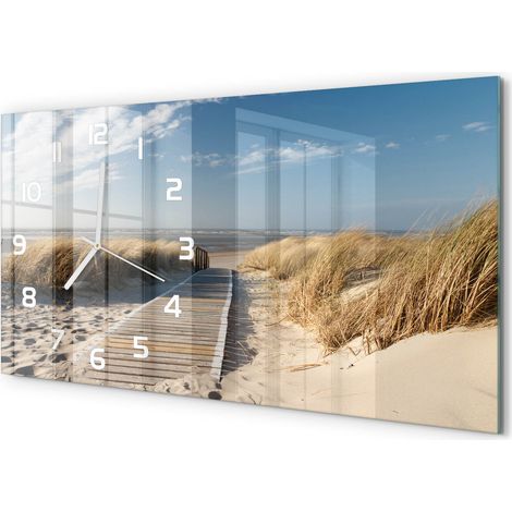 Horloge Murale Panoramique 60x30 cm en Verre Trempé Silencieuse Design Moderne La route vers la plage (1/5)