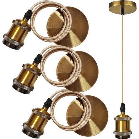 Set mit 3 Vintage-Pendelleuchten, E27-Fassung, E27-Lampenfassung mit 100 cm Kabel, Lampenfassung (1/5)