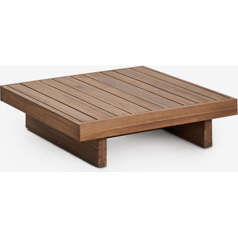 Sklum – Table basse carrée Dailin 75x75 cm – Bois d'acacia verni – Design moderne – Pieds courts robustes pour stabilité (1/5)