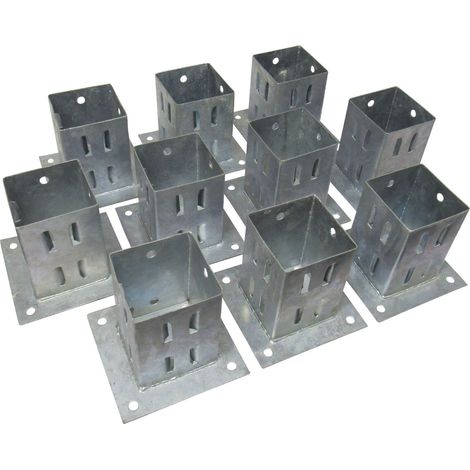Bolt Down Fence Post Supports 100MM Wedge Grip x10 (Galvanised Fencing Base Shoe Foot) (1/5)