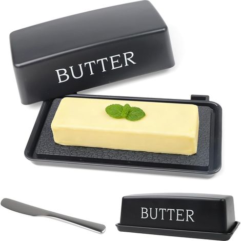 1 Conteneur de beurre, Couteau inclus, Plastique résistant, Pour blocs 250g, Rangement réfrigérateur cuisine (1/5)