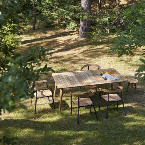 Tikamoon Katrine Table de jardin en teck H 75 cm × L 200 cm × P 100 cm (1/5)