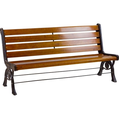 Holz Metall Gartenbank 3-Sitzer Sitz-Bank Parkbank Metallbank Balkon Gartenmöbel