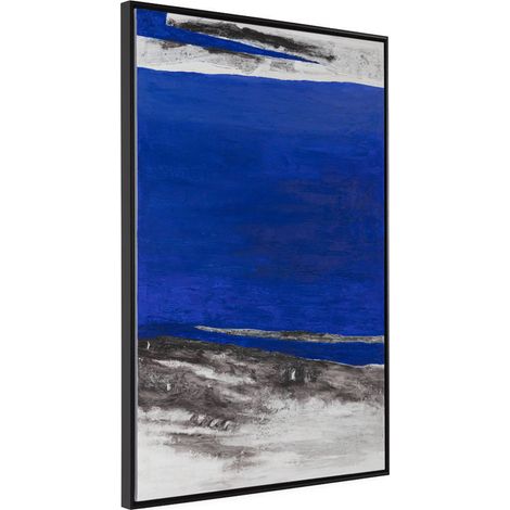 Toile abstraite bleue encadrée - Blanc, noir et bleu (1/4)