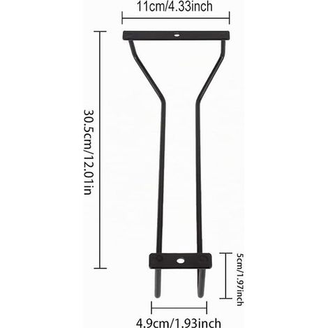 Porte-verres à vin en métal noir, support de verres à pied sous étagère, 30,5 cm, pour cuisine, restaurant, bar, table à manger (1/2)
