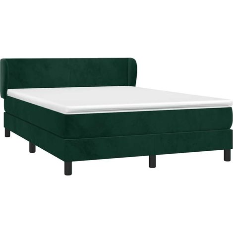 Box Spring Bed with Mattress Dark Green 140x200 cm Velvet vidaXL