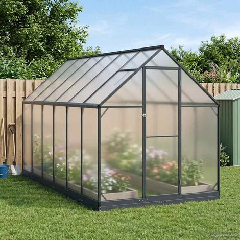 vidaXL Serre de jardin avec porte Anthracite 183,5 x 363,5 x 207 cm