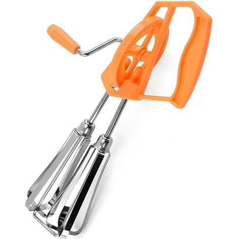 Manueller Eierquirl Schneebesen Milchaufschäumer Doppelkopf Edelstahl Für Eier, Sahne und Teig 24,7 x 13,5 cm (1/5)