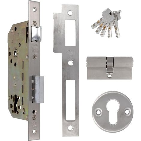 AMIG Serrure encastrée 340 50/85 Acier inoxydable AISI 304 Mat (1/5)