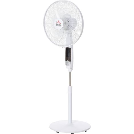 Standventilator 138Cm Weißer Ventilator Mit Timer, Fernbedienung, Höhenverstellbar, 3 Geschwindigkeiten, Stahl