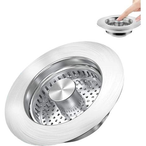 1 Bonde Évier Acier Inoxydable,Filtre Anti-colmatage,Système 3 en 1,Cuisine Salle de Bain (1/5)