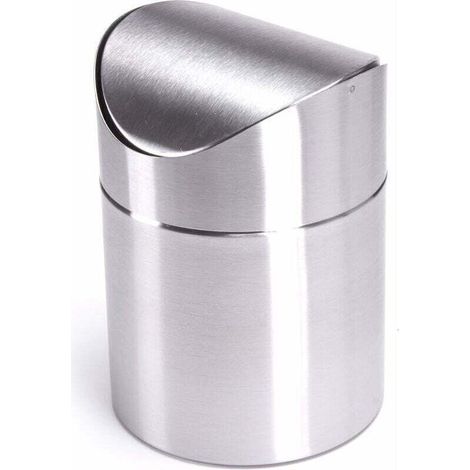 Enowelir Poubelle De Table En Acier Inoxydable Avec Couvercle Pivotant Pour Cuisine Et Salle De Bain (1/4)