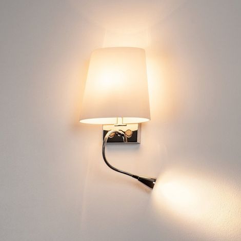 [GEBRAUCHT] B-Ware Slv Wandleuchte Wandlampe Leselicht Bettleuchte Led Chrom Weiß Glas Stahl