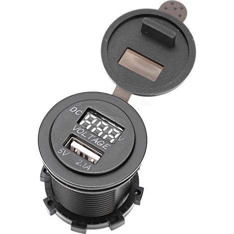 2-Port-USB-Kfz-Ladegerät mit Voltmeter, Spannungsanzeige, IP66 wasserdicht, Zigarettenanzünderstecker, DC 12–24 V, Rot, Kfz-Stromversorgung (1/5)