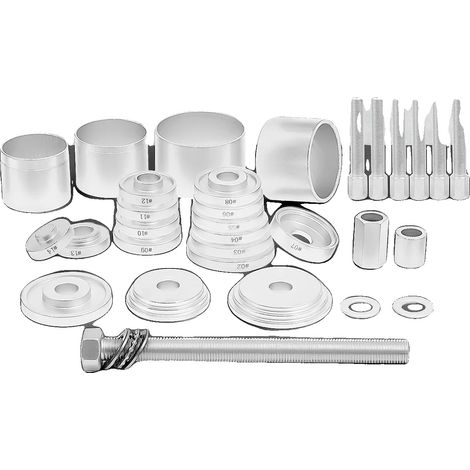 Kit de presse à roulement de roue, 31 pièces, construction en acier au carbone, plusieurs diamètres de plaques de pression, diamètre de la cloche 76-102 mm, poids brut 13 kg (1/5)