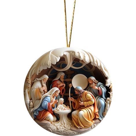 3D-Weihnachtsbaumschmuck aus Acryl mit Krippenmotiv, religiöser Hängeschmuck, kompatibel mit christlicher Weihnachtsbaumdekoration mit Motiven zur Geburt Jesu (1/5)