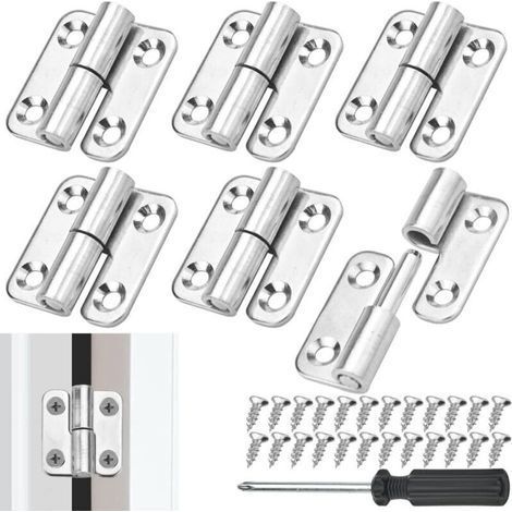 6 Pcs Removable Left Door Hinges Stainless Steel Detachable Hinges Cupboard Furniture Door Hinges with 24 Screws and Screwdriver for Jewelry Box DIY Wardrobe Box (1/4)