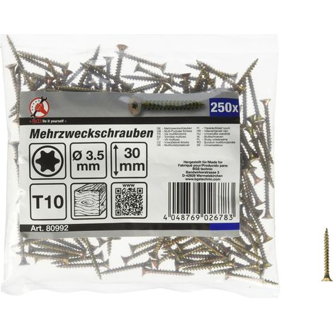 BGS Do it yourself Viti multiuso, profilo a T (per Torx) T10 3,5 x 30 mm 250 pz 80992 (1/3)