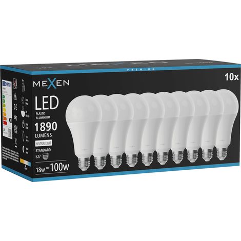Mexen Nova 10x Ampoule LED E27, A70, 18W, Neutre - 4000K, 1890 lm - L100-E27-1840-01x10 (1/3)