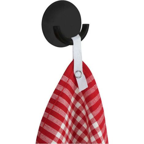 Crochet mural Rondo, crochet autoadhésif en acier inoxydable, fixation facile sans perçage, idéal pour cuisine, salle de bain et maison, (l/h x p) : Ø 5,5 x 2,5 cm, aspect moderne noir mat
