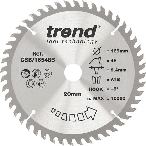 Lame de scie circulaire TCT bois 165 mm, 48 dents, 20 mm d'alésage (1/5)
