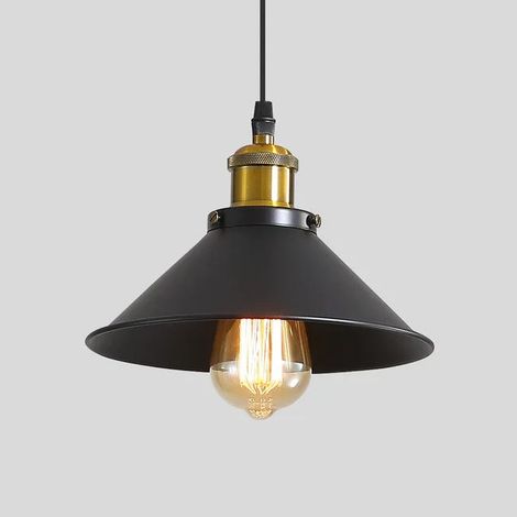 Lampada a sospensione in metallo stile industriale, plafoniera, lampada da isola con lampadina inclusa, luce calda 3000K, altezza regolabile, diametro 22 cm (1/5)