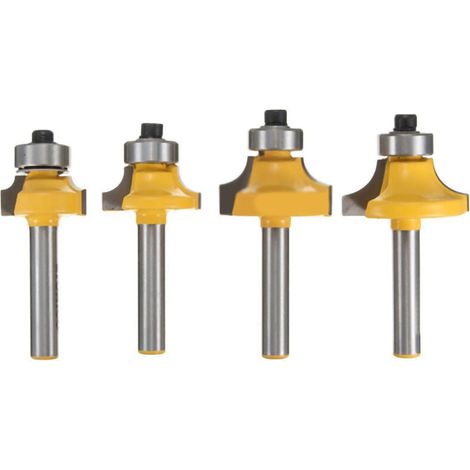 SABIR 4PCS 6.35mm Queue Routeur de Arrondi Coin Rayon Rond de 7.92mm/6.35mm /4.76mm et 3.18mm Outil de Bordure pour Fraise à Bois (1/5)