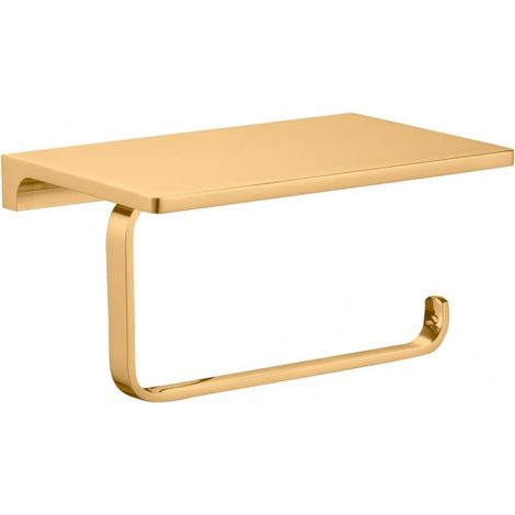 Porte papier toilettes mural avec étagère NIL en laiton doré brossé 15,8 cm (1/2)