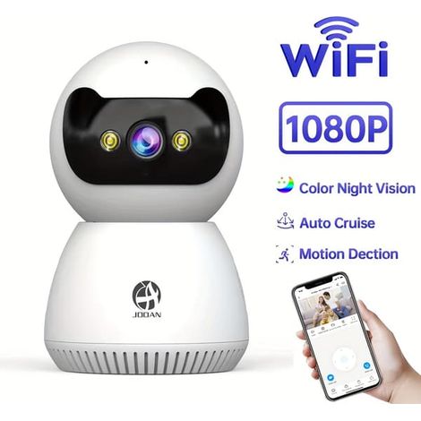 Ecleanfy - Caméra de sécurité 1080p avec rotation PTZ à 355° pour une utilisation intérieure, compatible Wi-Fi double bande 2,4 GHz et 5 GHz, accès à distance via application, audio bidirectionnel, co (1/5)