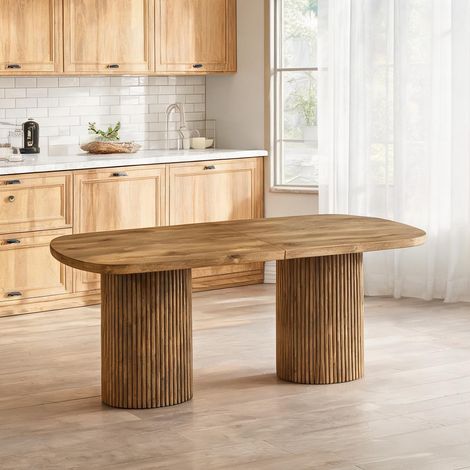 Table de salle à manger coloris bois en MDF 180 x 90 x 76 cm (1/5)