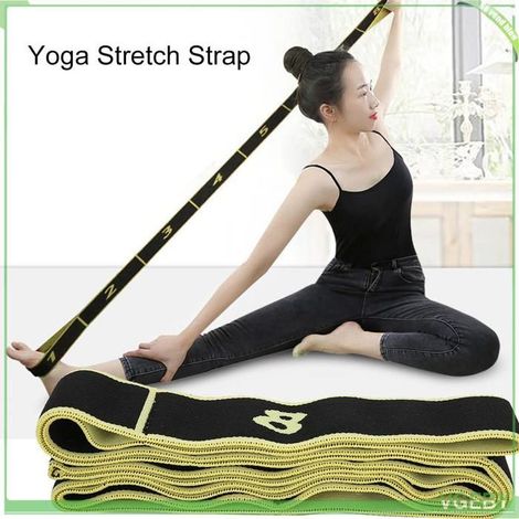 Sangle extensible de yoga - FAFEICY - Stretch 88 cm - Jaune - Latex polyester - Résistance élevée (1/5)