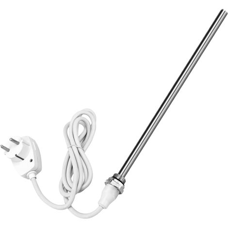 Résistance pour radiateur de salle de bain, 900 W, avec interrupteur, en acier inoxydable, cartouche chauffante, éléments chauffants, avec prise (1/5)
