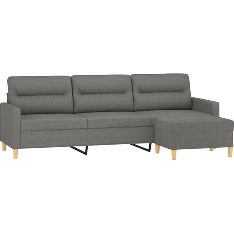 Divano a 3 Posti con Poggiapiedi Grigio Scuro 210cm in Tessuto vidaXL (1/4)