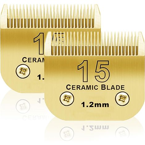 2 unité 15 Lame de Rechange pour toilettage de Chiens,Compatible avec Les séries Max45 /A5 Tondeuse pour Chien,Taille 15 Couper Longueur 3/64" (1,2mm),Or (1/5)