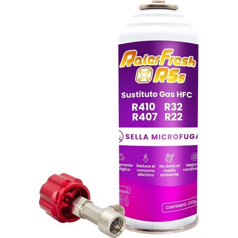 Gas Refrigerante Ralerfresh RSs para aire acondicionado tipo split sustituto de los gases R410,R32,R407 y R22 con llave