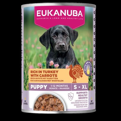 Eukanuba Puppy Pavo y Zanahoria - Alimento Húmedo para Perros Cachorros - 400 g (1/2)
