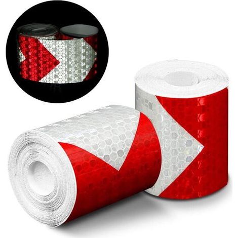 Ruban de signalisation réfléchissant 50 mm x 3 m – PVC étanche avec motifs en nid d'abeille – Haute intensité pour sécurité routière – Lot de 2 (1/5)