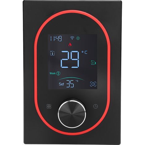 Intelligenter LCD-Farbthermostat mit programmierbaren Tasten und Touchscreen-Steuerung für die Warmwasserbereitung, kompatibel mit einer App für Zuhause, Hotel oder Büro. Wechselstrom 95–240 V. Schwar (1/5)