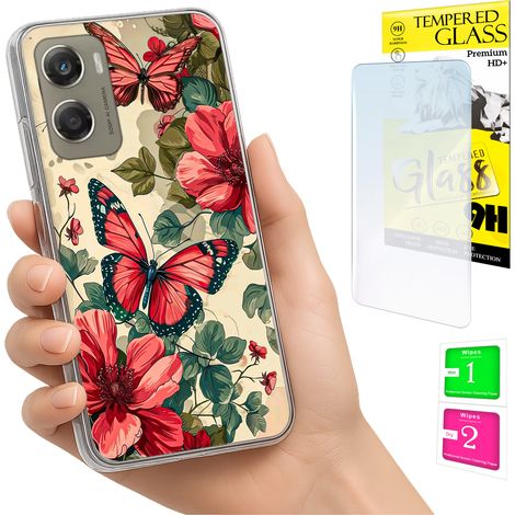 Funda para Motorola Moto G06 / G06 Power, carcasa trasera tipo mariposa + cristal (1/5)
