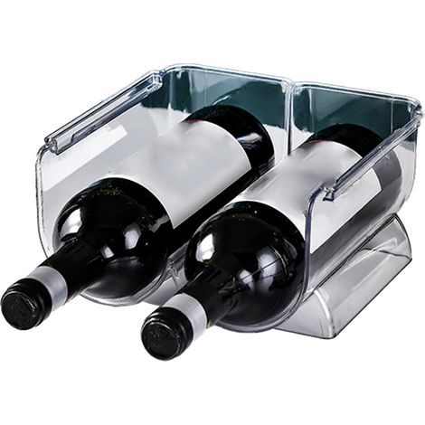 Porte-bouteilles empilable transparent pour vin - Rangement et présentation élégante pour 2 bouteilles (1/5)