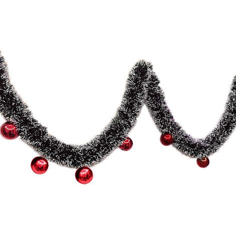 2m Nol Guirlandes Tinsel,guirlandes Tinsel Mtallique,guirlandes De Noel,nol Dcoration Scintillantes,nol Guirlande De Sapinvert Fonc, Blanc Et Boule Ro