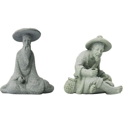 royaluxe -2 Pièces Figurines de Pêch de Jardin Figurines de Jardin en Céramique Figurines en Pierre Figurines de Jardin Miniatures Figurines Décoratives Sculptures Jardinières d'Étang Décorations en P (1/4)