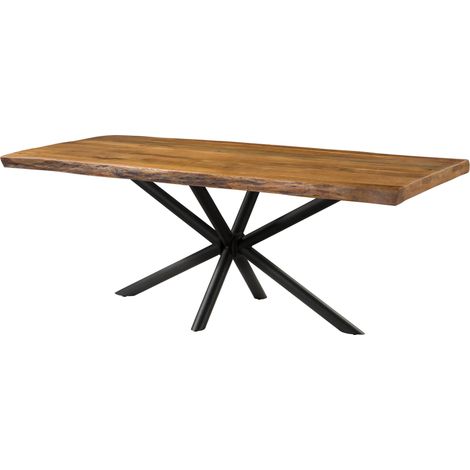 Tavolo da pranzo in legno di mango 220x100x76 laccato naturale / gambe incrociate antracite matt FREEFORM 5