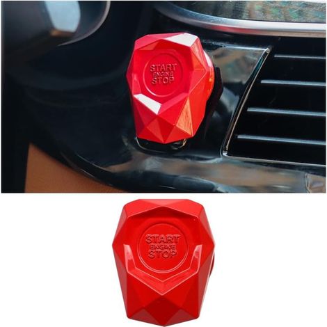 Couvercle de bouton-poussoir de voiture, garniture de protection du bouton de démarrage du moteur, décoration de couvercle en métal de bouton d'allumage universel pour l'intérieur de la voiture (1/4)