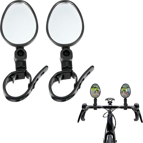 SHINING HOUSE 2 espejos para bicicleta, espejos para bicicleta, espejo convexo ajustable de 360°, espejos retrovisores para bicicleta ajustables y giratorios montados en el manillar (1/4)