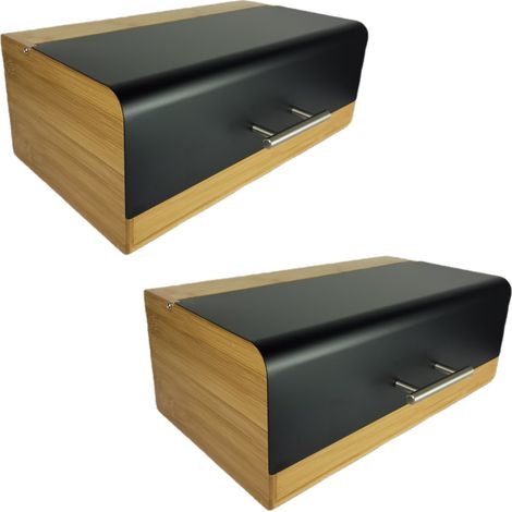 Lot de deux boîtes à pain en bambou avec couvercles pour la cuisine, 36 x 20 x 13,5 cm  Begryf