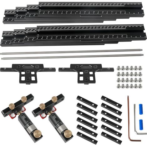 Système de guidage parallèle pour scie à onglets, système de rail de guidage parallèle pour menuiserie avec arrêt inversé micro-ajustable, calibration zéro pour pour pour (1/5)