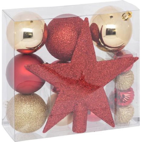 Paris Prix - Kit 18 Pièces Déco noël 21cm Rouge & Or (1/5)